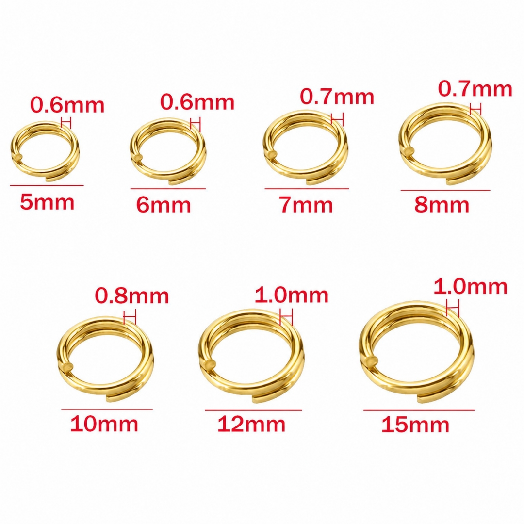 Gold Plated Ring - 100-50pcs 5/6/7/8/10/15mm Stainless Steel Gold Plated