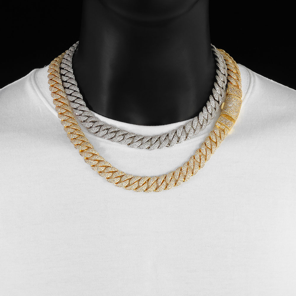 Hip Hop Chain Necklace - Iced out 14mm 3 Row Diamond