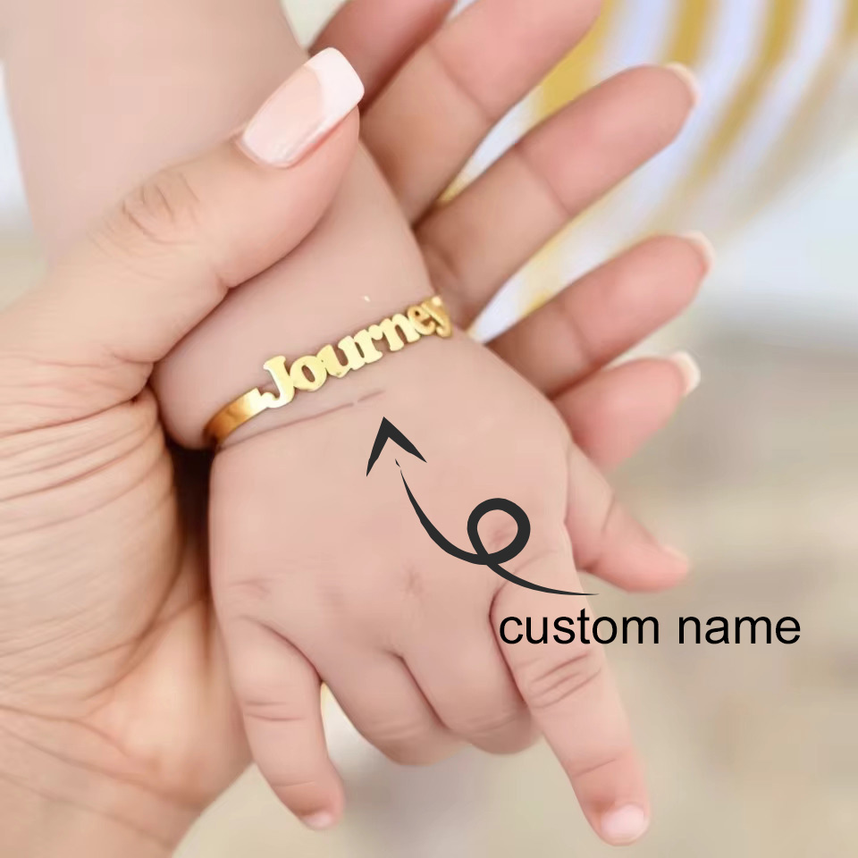 Cuff Bangle Bracelet - Baby Name Bangle Personalized Name Bracelet