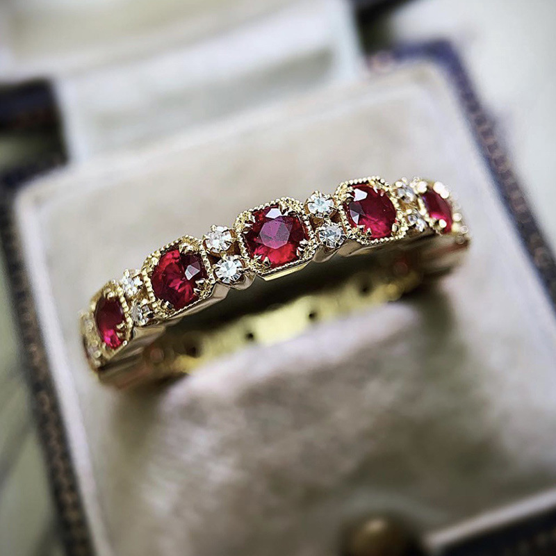 Statement Cocktail Ring - 100% 18k gold ruby Gemstone Rings