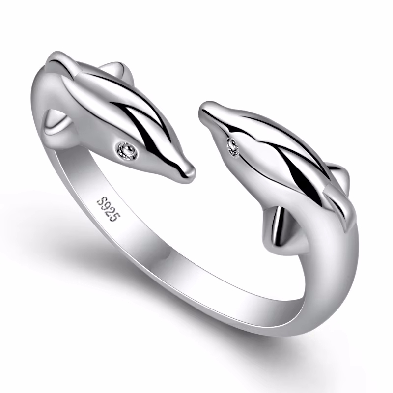Statement Cocktail Ring - 925 Sterling Silver Dolphin Ring Simplicity