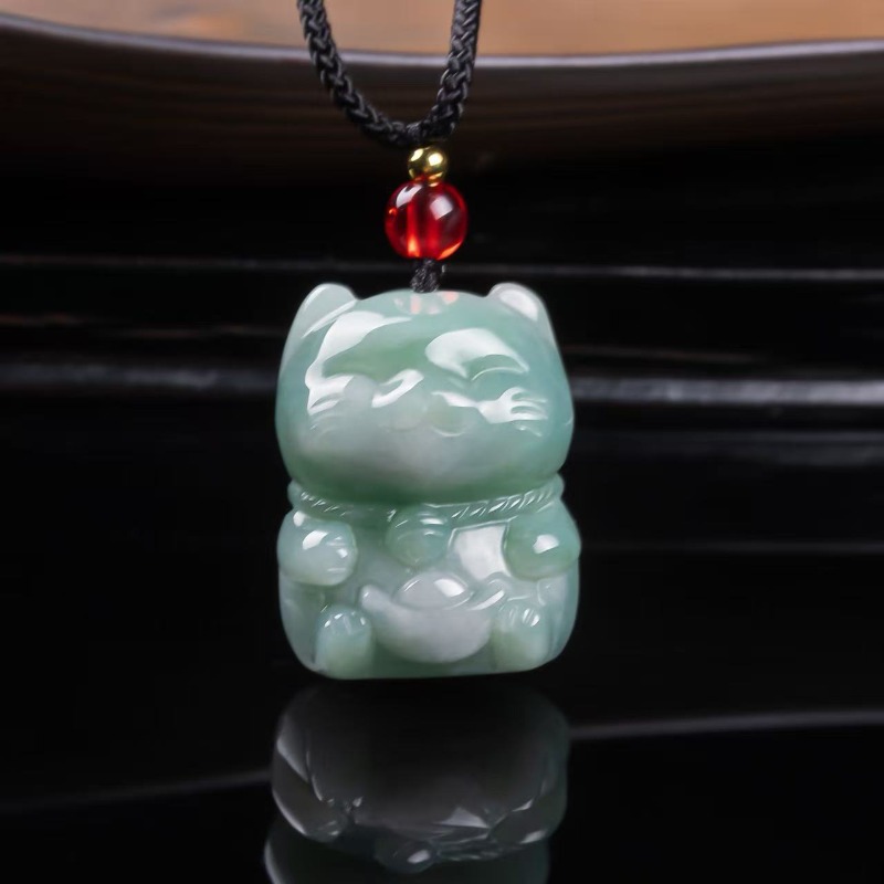 Natural Emerald Jade Lucky Cat - Jewelry & Watches Spółka Z Ograniczoną Odpowiedzialnością Sp Z Oo 评论和价格