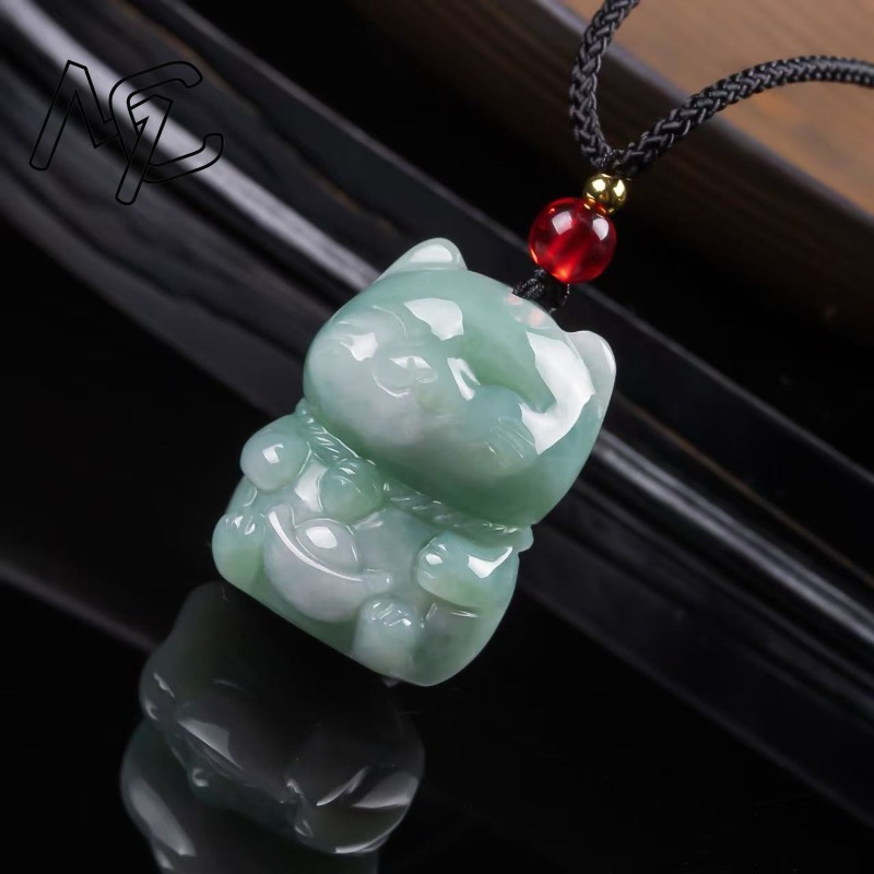 Natural Emerald Jade Lucky Cat - Jewelry & Watches Spółka Z Ograniczoną Odpowiedzialnością Sp Z Oo 评论和价格