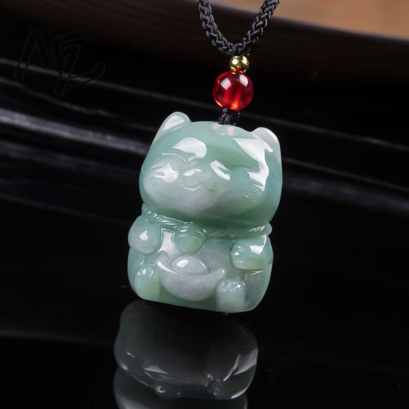 Natural Emerald Jade Lucky Cat - Jewelry & Watches Spółka Z Ograniczoną Odpowiedzialnością Sp Z Oo 评论和价格