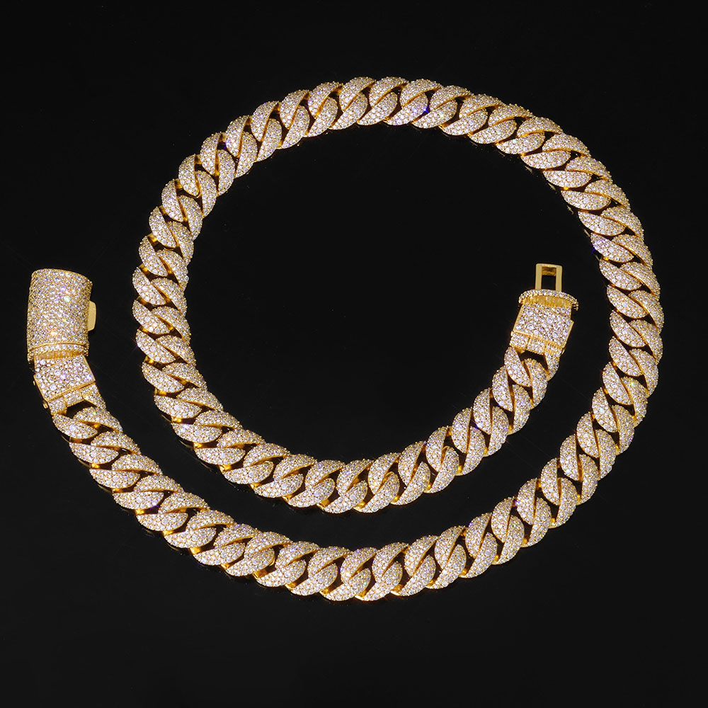 Iced out 14mm 3 Row Diamond Cu - Hip Hop Chain Necklace 评论和价格