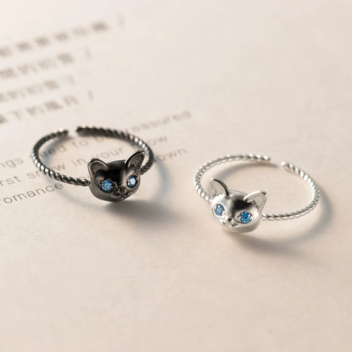 925 Sterling Silver Cat Rings  - Statement Cocktail Ring 评论和价格