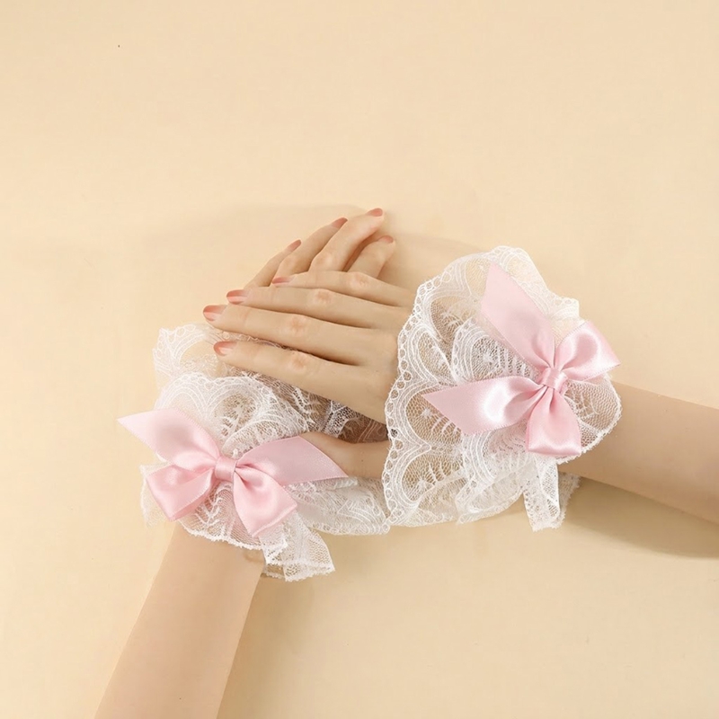 Sweet  Lolita Lace Bowknot Wri - Cuff Bangle Bracelet 评论和价格