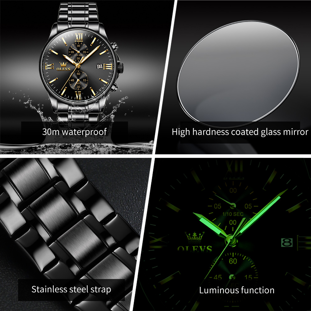 OLEVS 2886 Classic Black Quart - Jewelry Inspired Watches 评论和价格