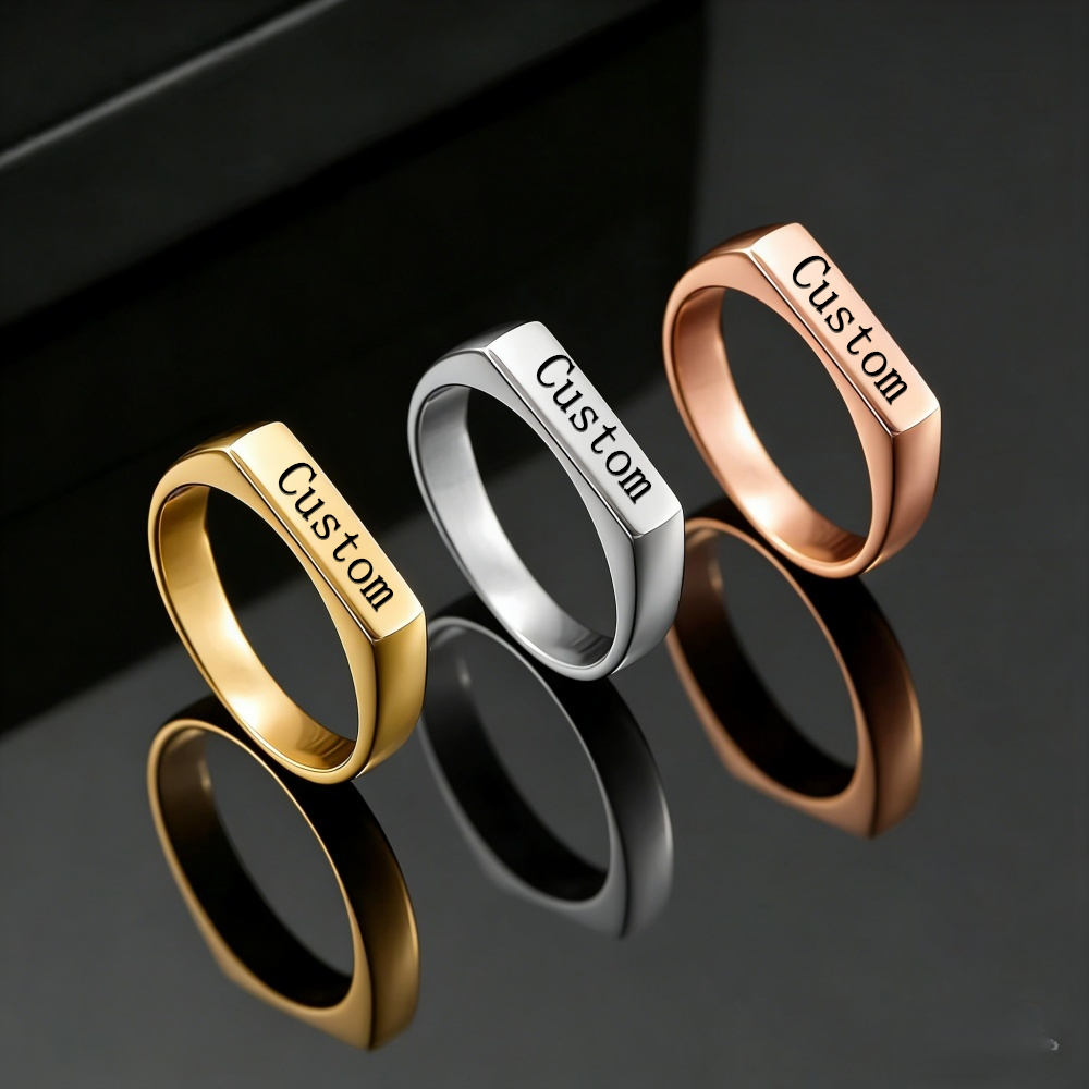 Customized Engrave Name Photo  - Statement Cocktail Ring 评论和价格
