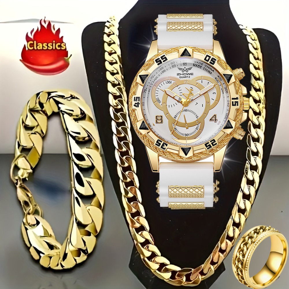 4‑Piece Luxury Men’s Watch and - Jewelry Type Watches 评论和价格