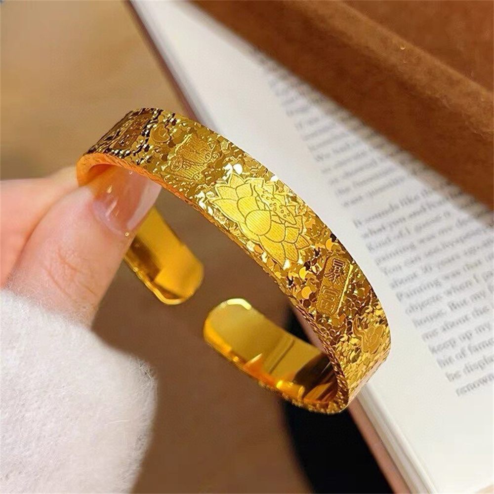 Unisex 14K Gold Plated Stainle - Cuff Bangle Bracelet 评论和价格