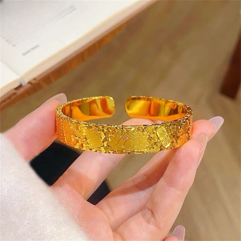 Unisex 14K Gold Plated Stainle - Cuff Bangle Bracelet 评论和价格