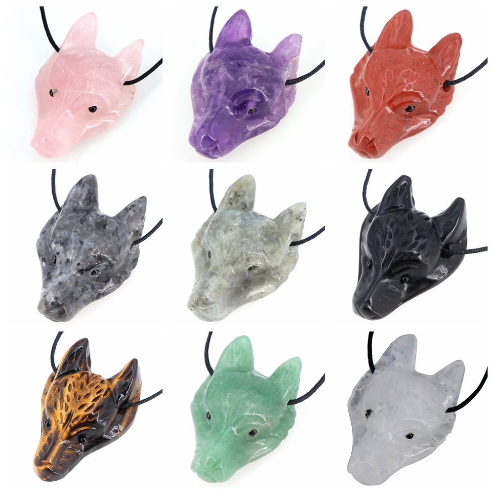 40mm Wolf Head Stone Pendant N - Wolf Jewelry & Watches Tampa Reviews 评论和价格