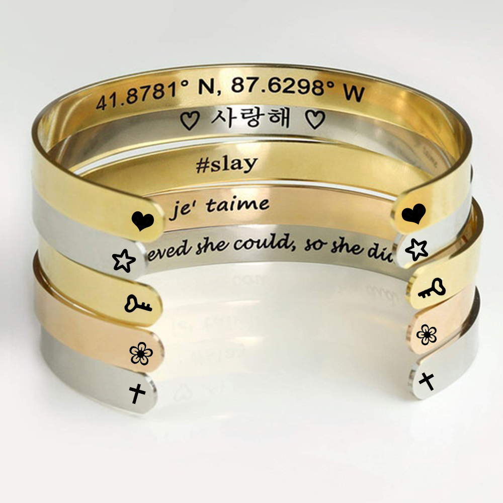Custom Engrave Name Wrist Brac - Cuff Bangle Bracelet 评论和价格