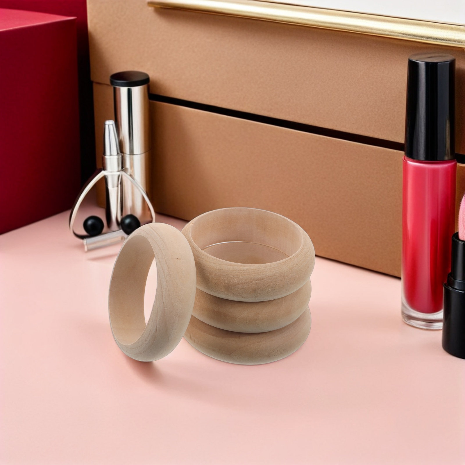 4Pcs Natural Wooden Bangles Bl - Cuff Bangle Bracelet 评论和价格