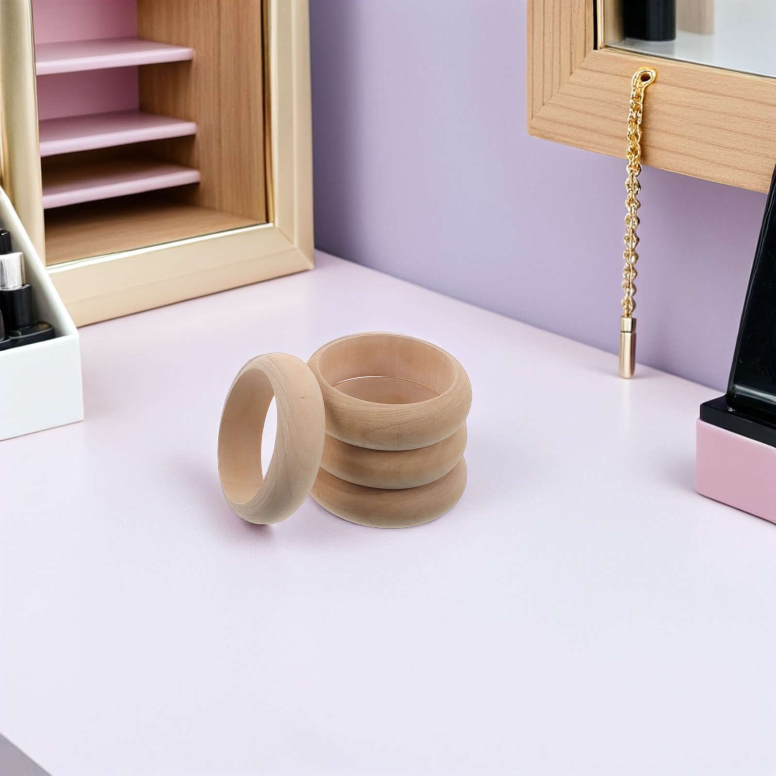 4Pcs Natural Wooden Bangles Bl - Cuff Bangle Bracelet 评论和价格
