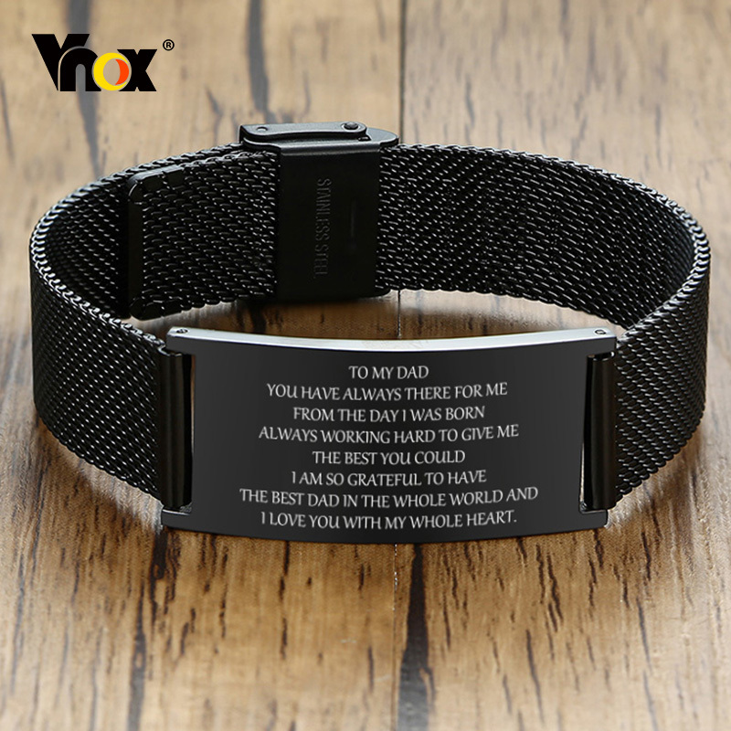 Vnox 20mm TO MY DAD Bracelets  - Jewelry Type Watches 评论和价格