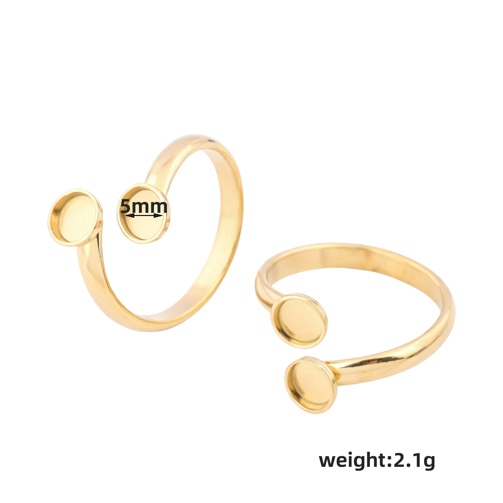 10pcs Stainless Steel Adjustab - Gold Plated Ring 评论和价格