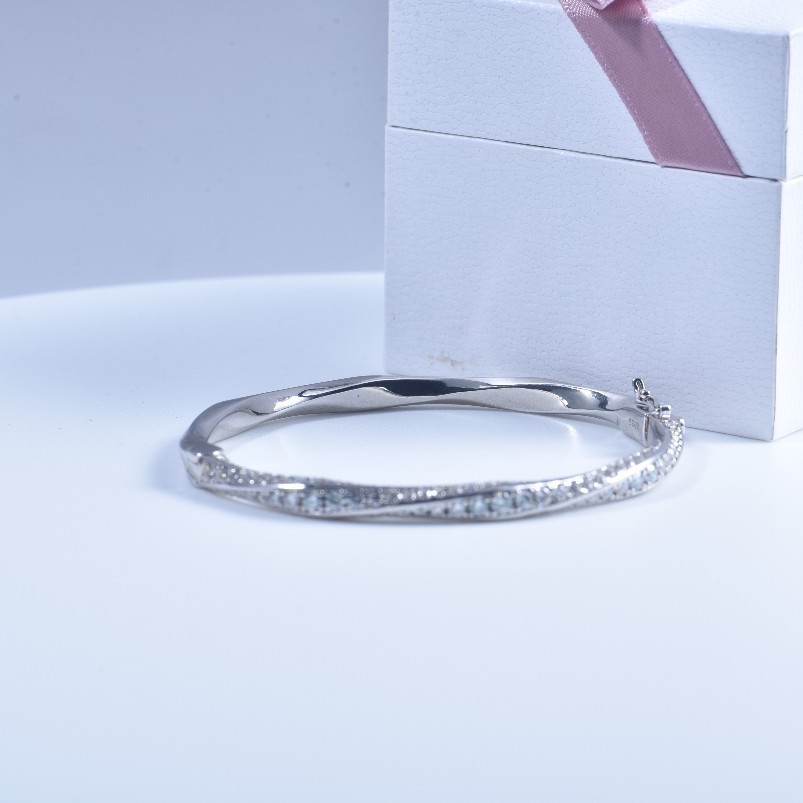 s925 Sterling Silver Bangle fo - Cuff Bangle Bracelet 评论和价格
