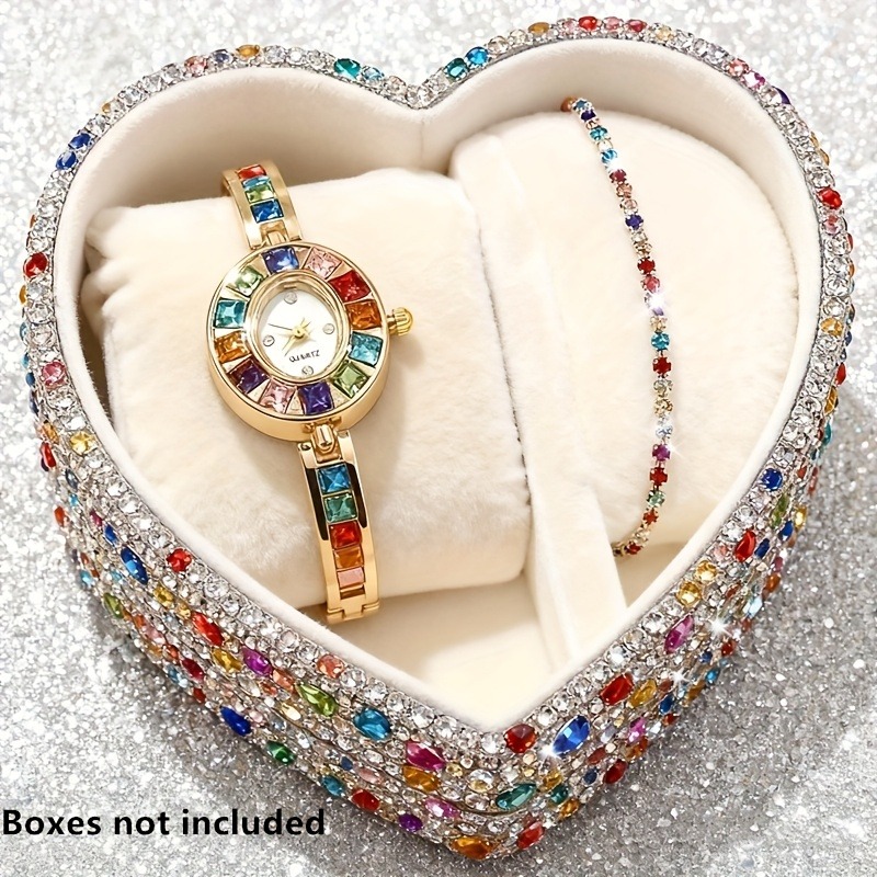 2pcs Elegant Colorful Rhinesto - Mystery Jewelry Jar Watches 评论和价格