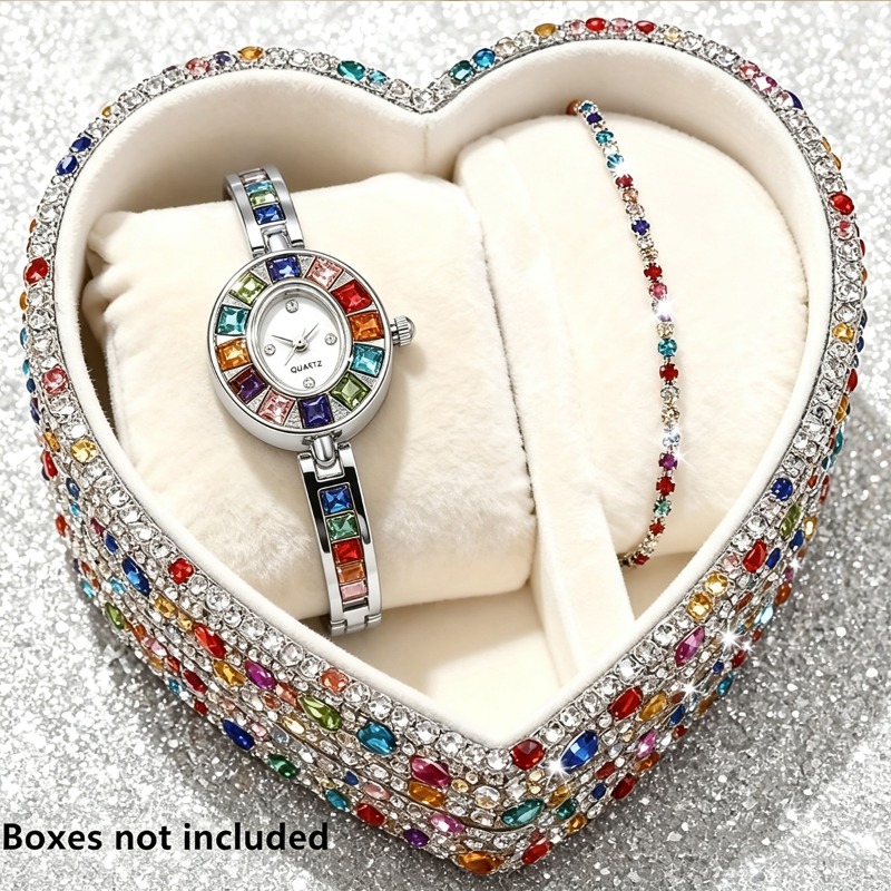 2pcs Elegant Colorful Rhinesto - Mystery Jewelry Jar Watches 评论和价格