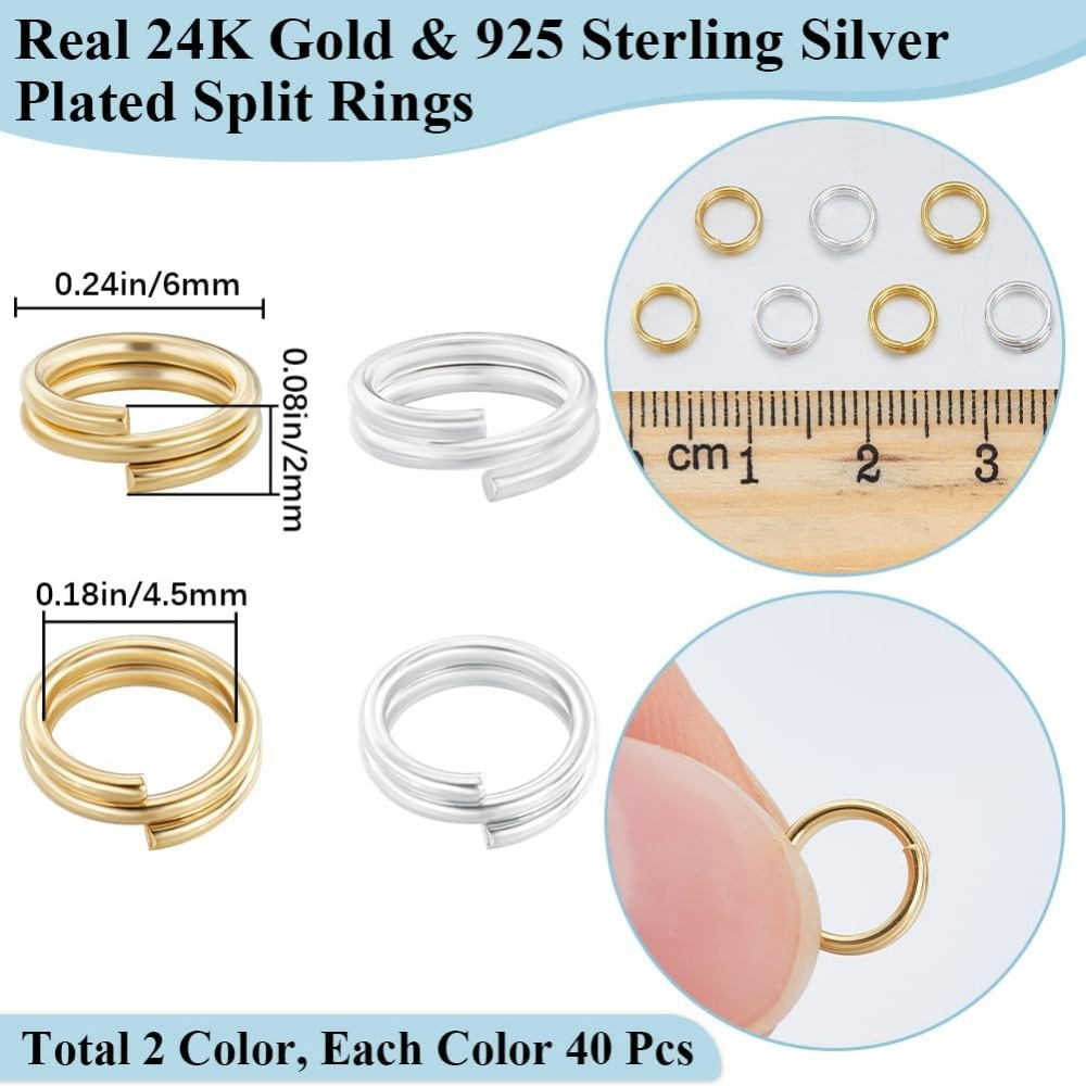 1 Box 80Pcs Split Jump Ring 24 - Gold Plated Ring 评论和价格