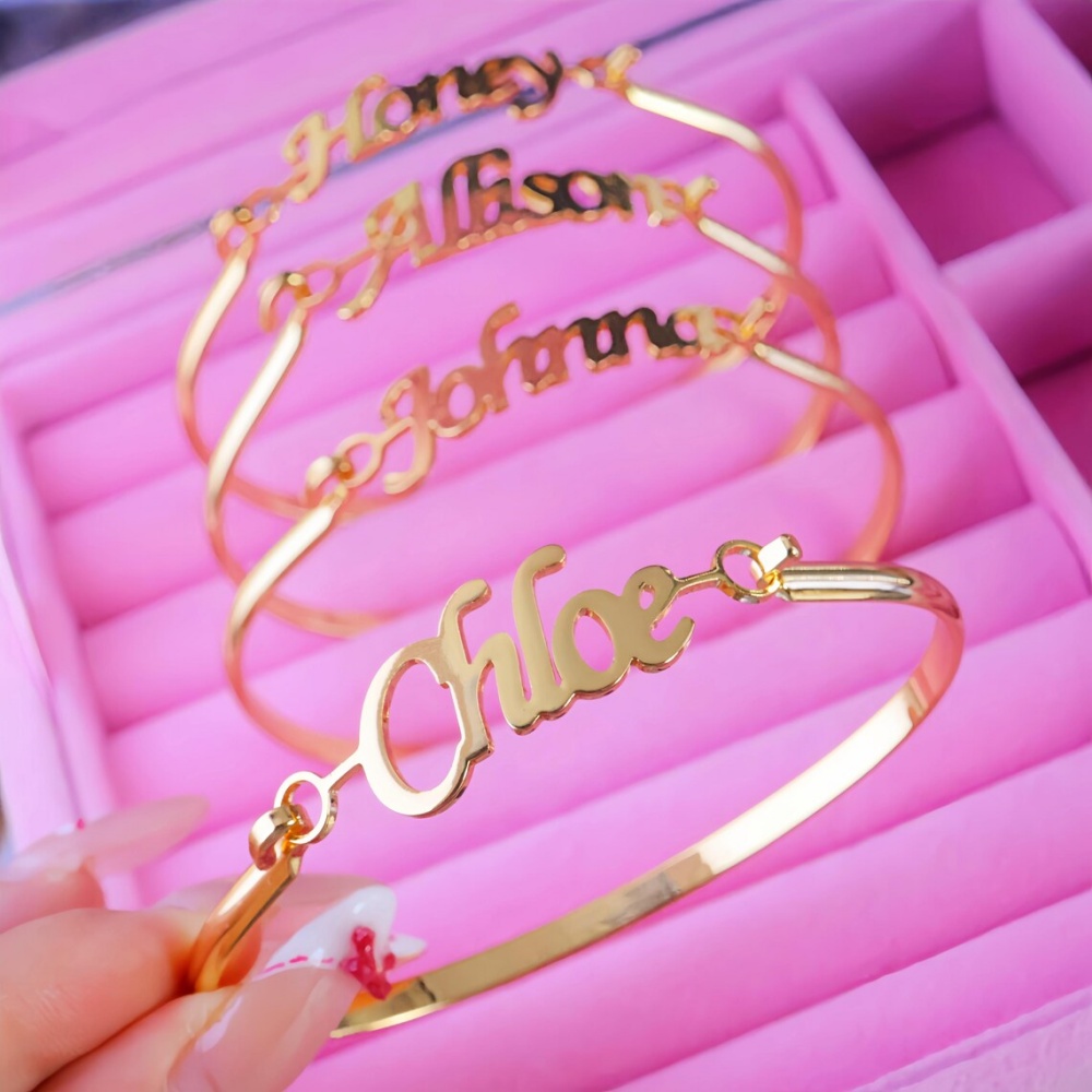 Custom Name Bangles For Women  - Cuff Bangle Bracelet 评论和价格