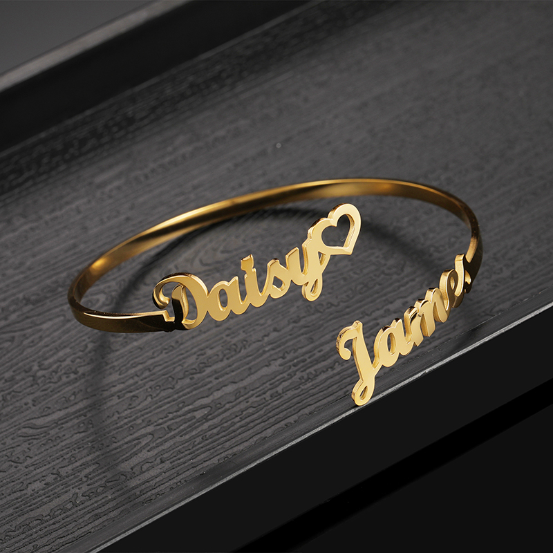 Customized 2 Names Bracelet Pe - Cuff Bangle Bracelet 评论和价格
