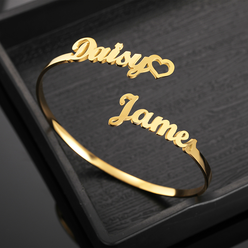 Customized 2 Names Bracelet Pe - Cuff Bangle Bracelet 评论和价格