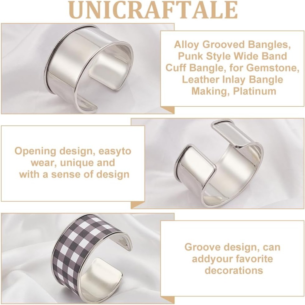 2pcs Platinum Grooved Bangles  - Cuff Bangle Bracelet 评论和价格