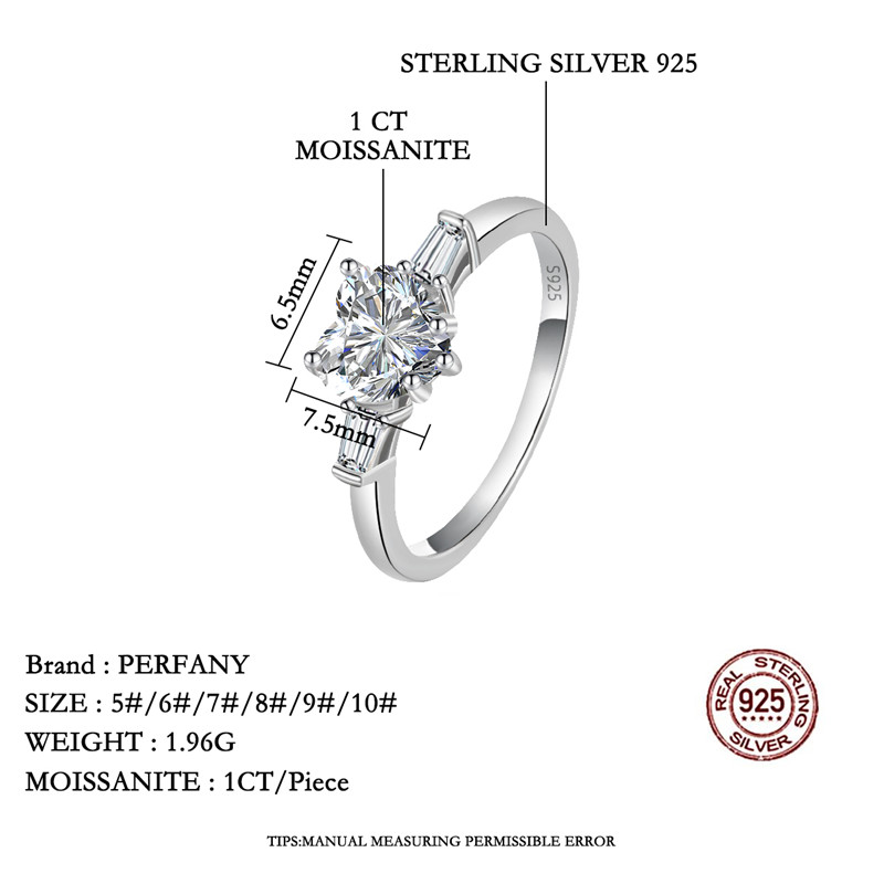 PERFANY 1CT Heart Cut Moissani - Statement Cocktail Ring 评论和价格