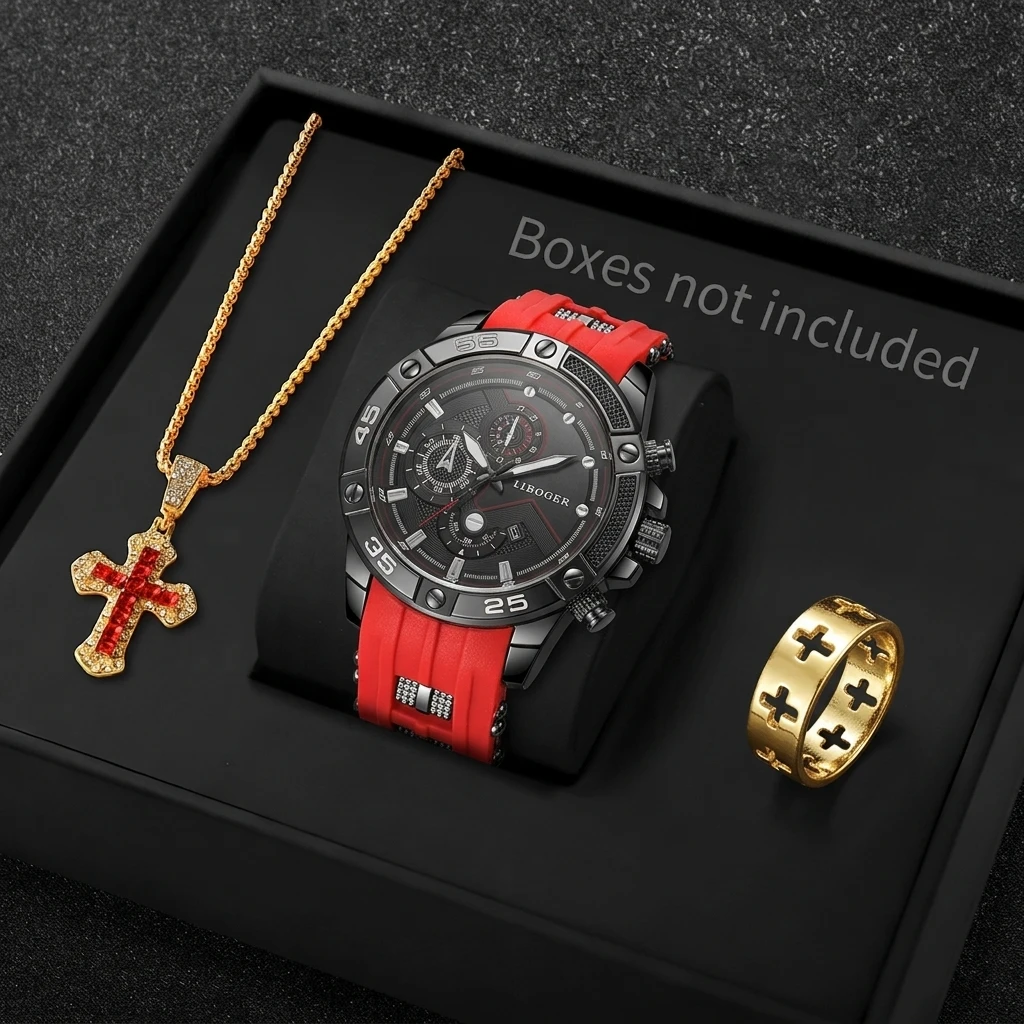3PCS Fashion Male Sports Watch - Jewelry Type Watches 评论和价格