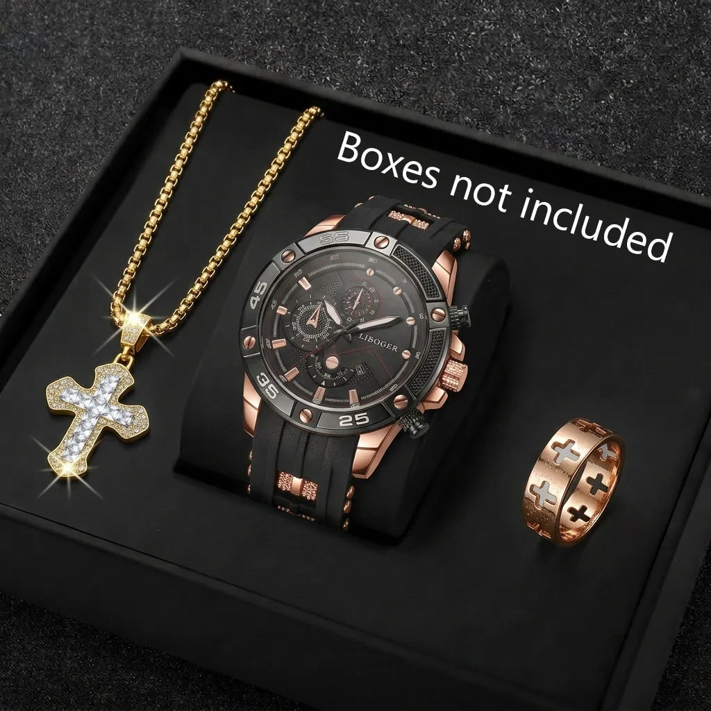 3PCS Fashion Male Sports Watch - Jewelry Type Watches 评论和价格