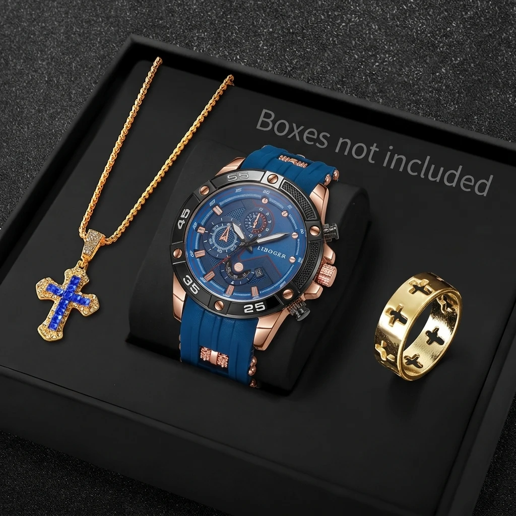 3PCS Fashion Male Sports Watch - Jewelry Type Watches 评论和价格