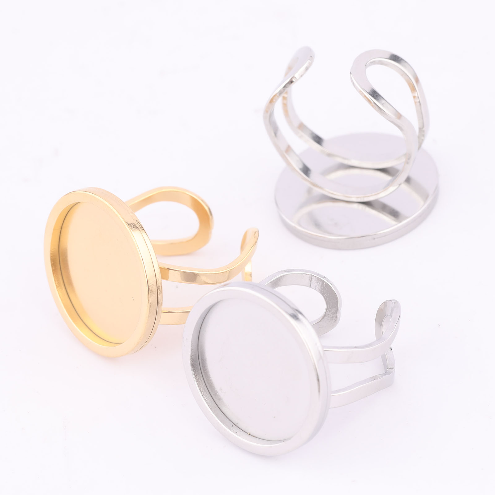 5pcs 18mm Round Cabochon Ring  - Gold Plated Ring 评论和价格