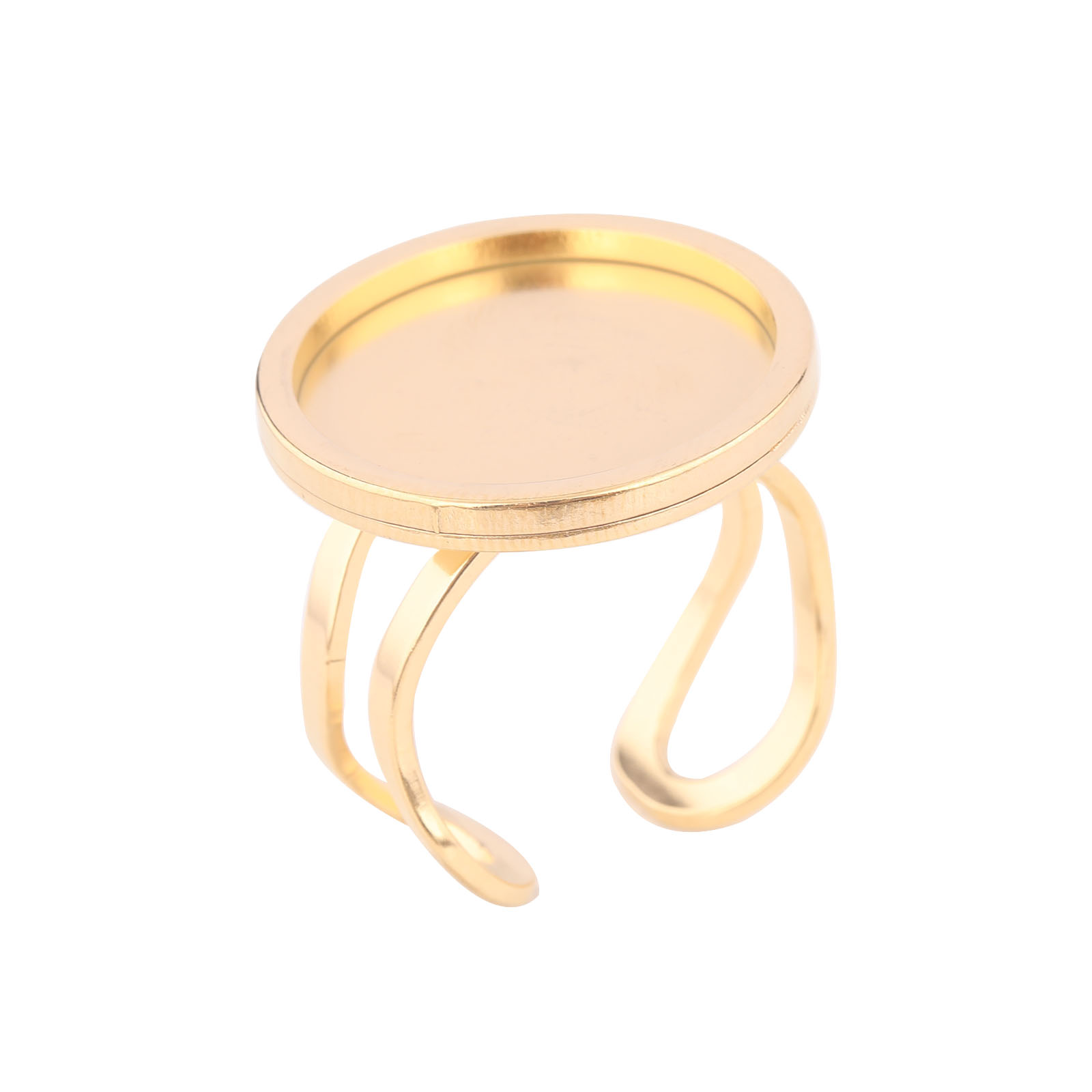5pcs 18mm Round Cabochon Ring  - Gold Plated Ring 评论和价格