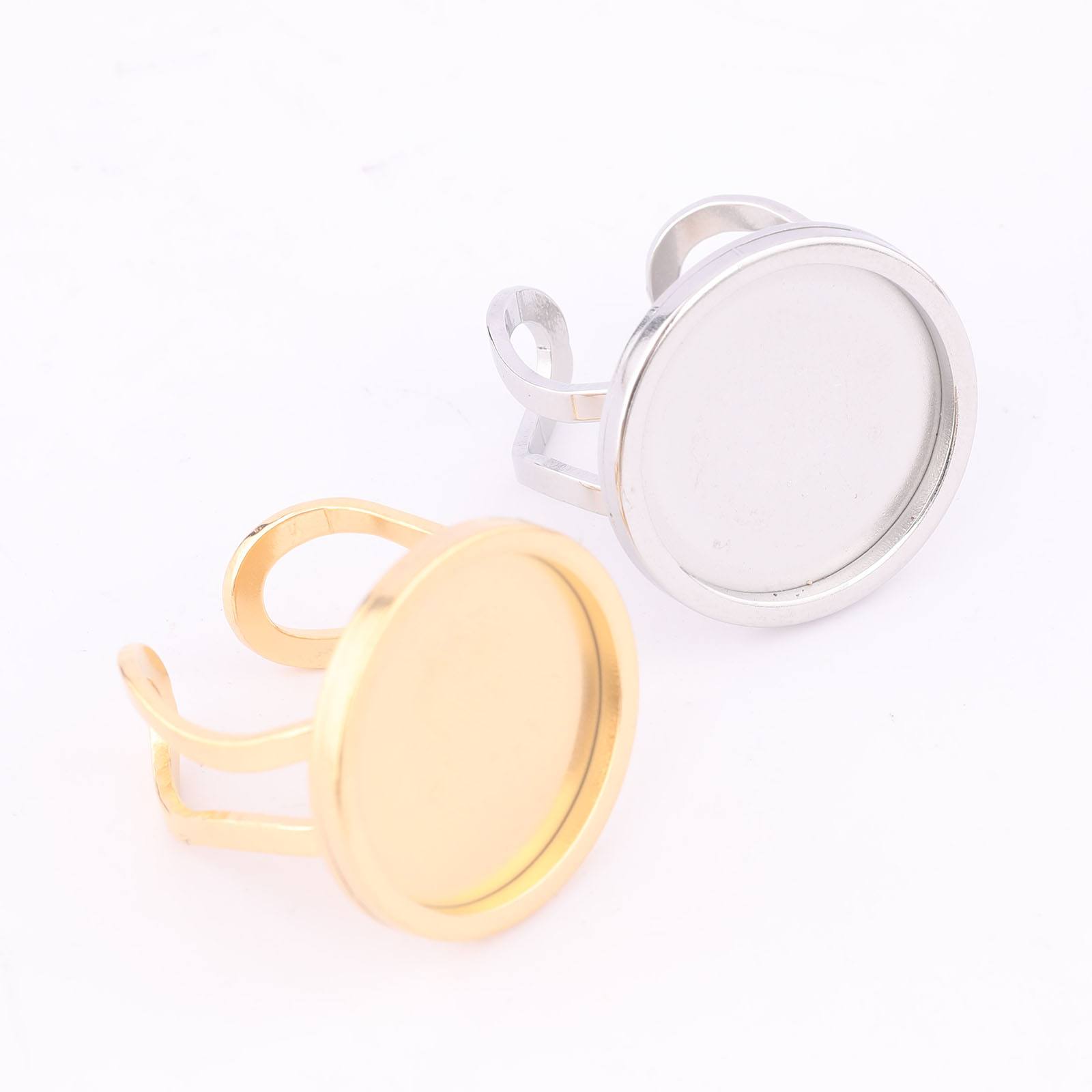 5pcs 18mm Round Cabochon Ring  - Gold Plated Ring 评论和价格