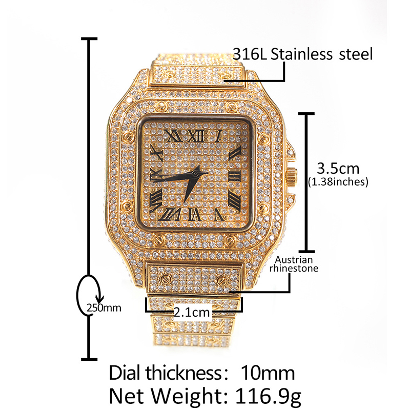 Hip Hop Luxury Quartz Wrist Wa - Jewelry Type Watches 评论和价格